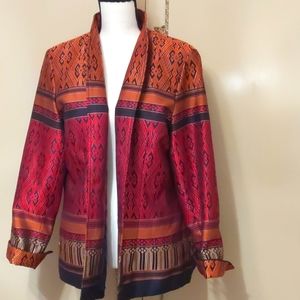 Coldwater Creek jacket size 16 in beautiful shades of orange, hot pink and black